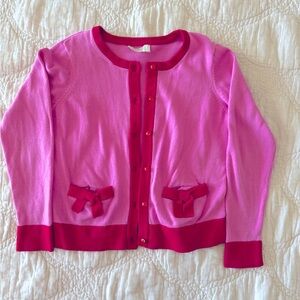Kate Spade New York Cardigan Sweater Size 8Y Pink Red Big Girl Button Up Cotton
